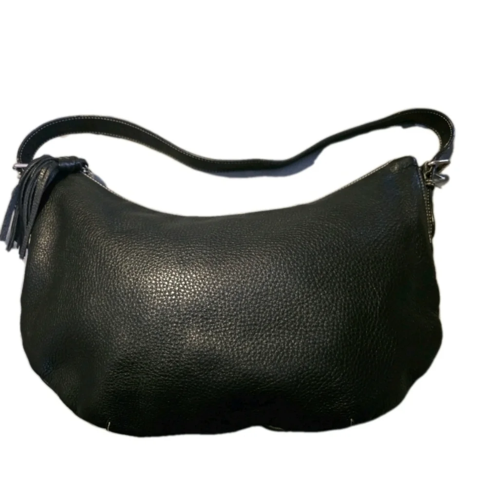 Y2K Black Pebbles Leather Ralph Lauren  Shoulder Bag